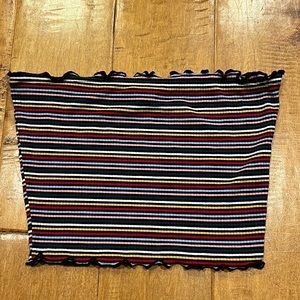 Popular21 Striped Ruffle Tube Top